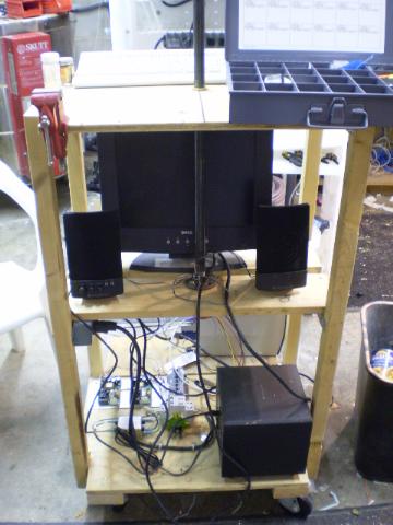 Bird Stand with show computer, sound system & fusion reactor.